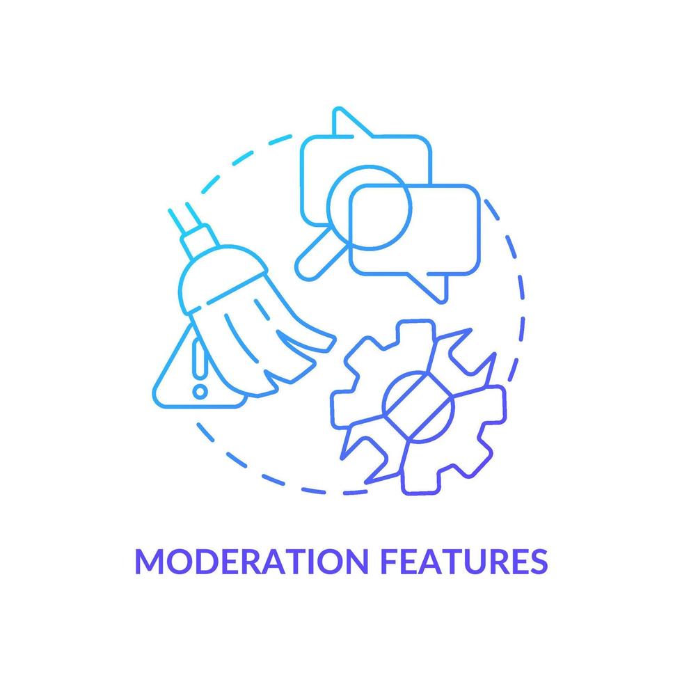 Moderation features blue gradient concept icon. Commenting system attribute abstract idea thin line illustration. Assessment and control. Isolated outline drawing. vector