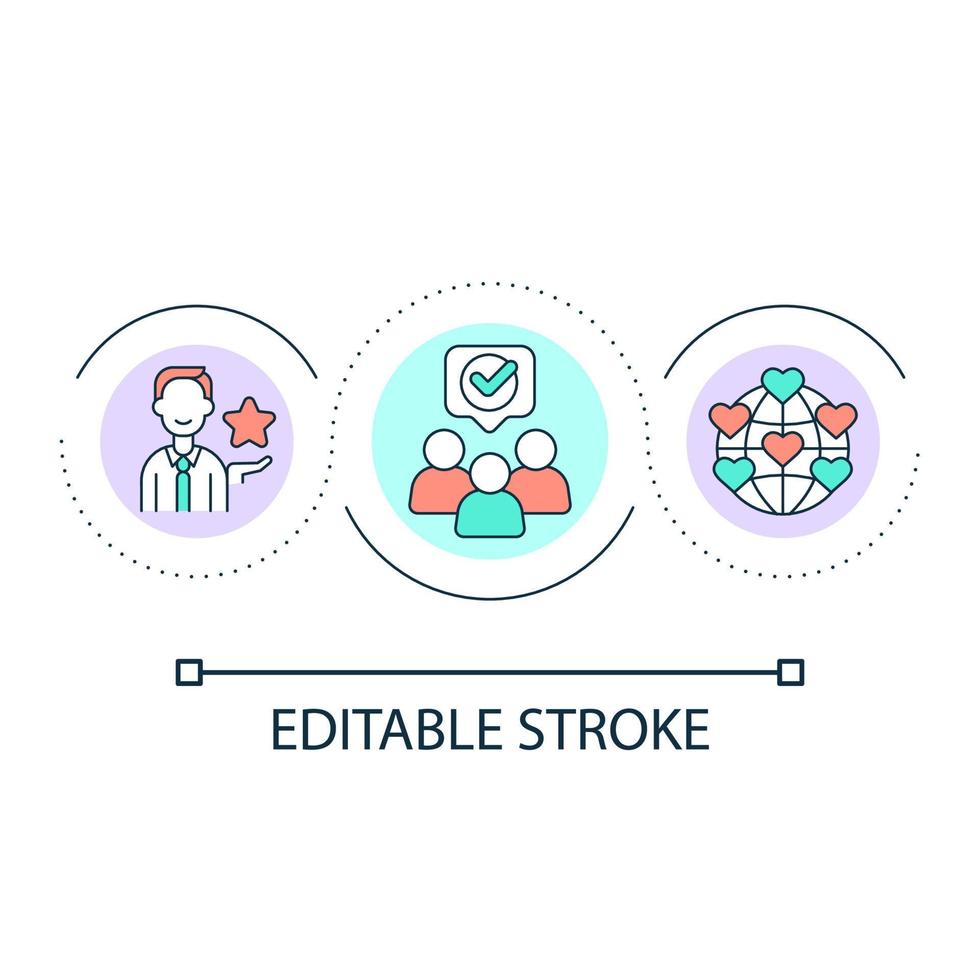 Influencer audience loop concept icon. Users opinion and feedback. Content consumers abstract idea thin line illustration. Isolated outline drawing. Editable stroke. vector