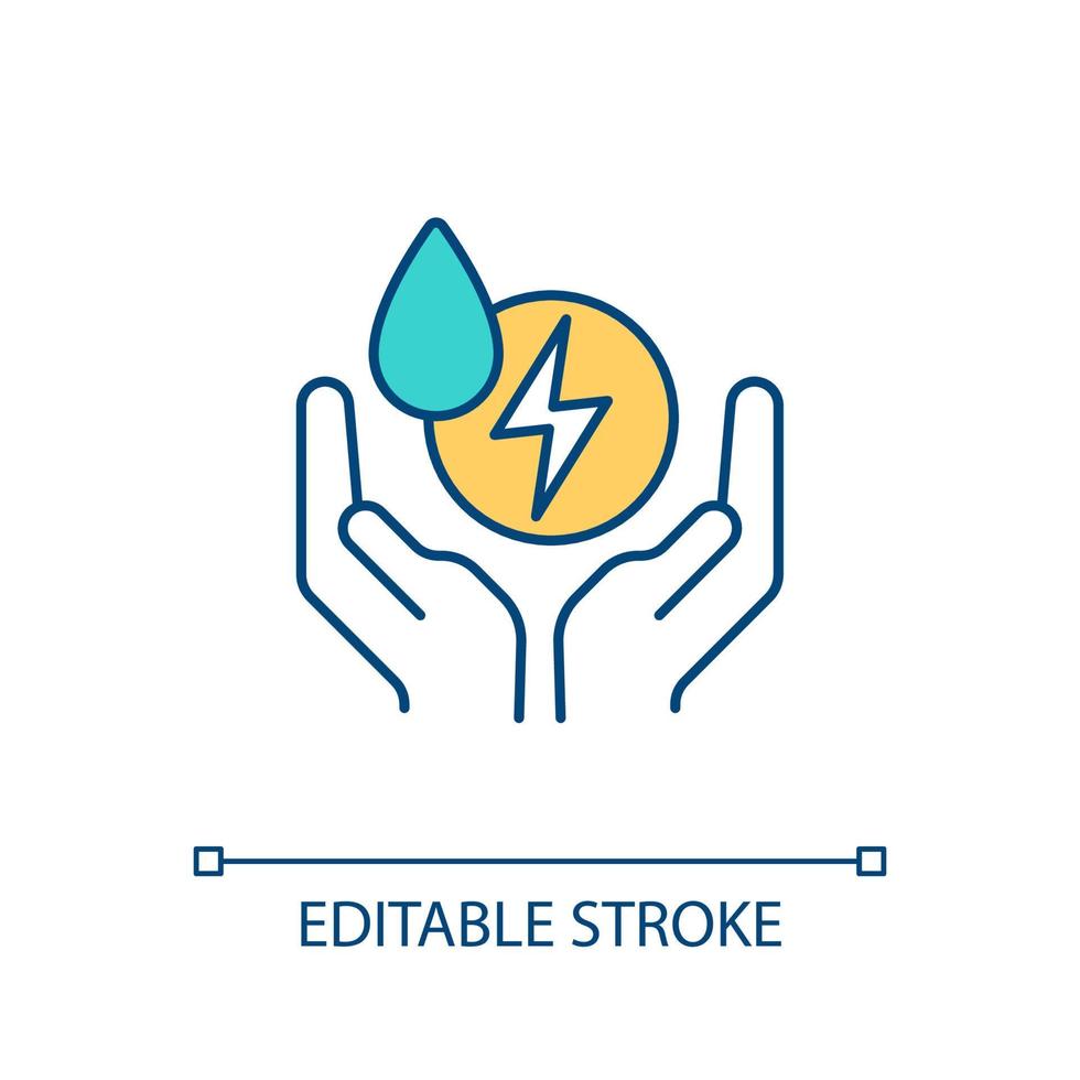 Save nature resources RGB color icon. Energy efficiency. Water conservation. Ecology protection. Use less. Isolated vector illustration. Simple filled line drawing. Editable stroke.