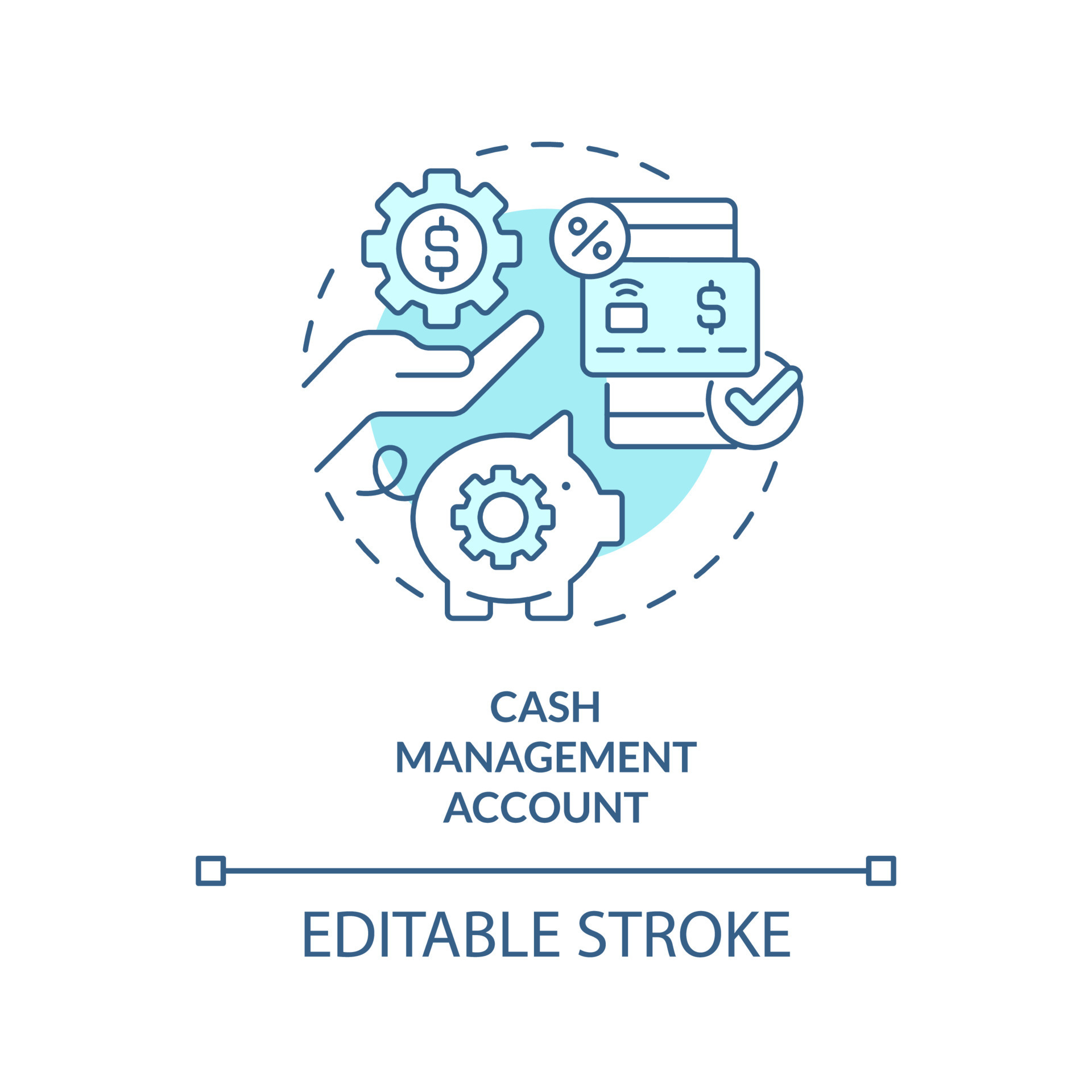 Cash management account turquoise concept icon. Commerce. Type of
