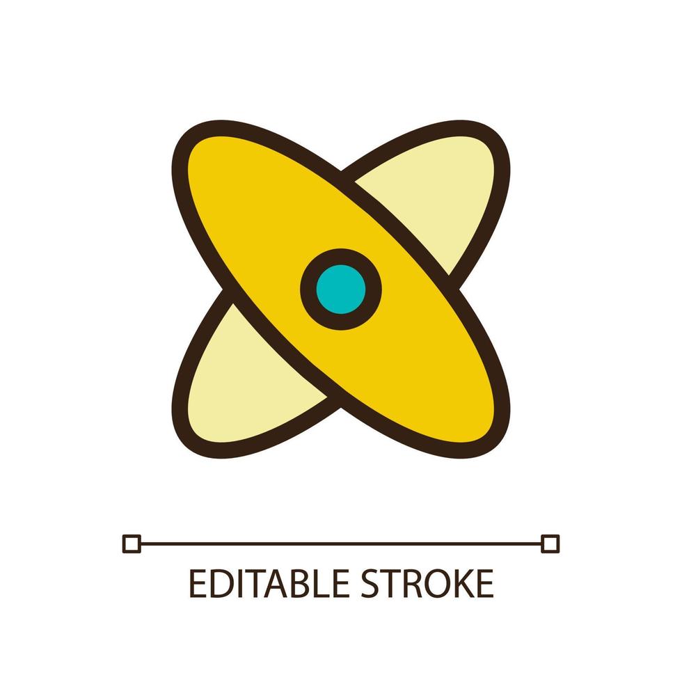 Science pixel perfect RGB color ui icon. Atomic structure. Physics courses. Simple filled line element. GUI, UX design for mobile app. Vector isolated pictogram. Editable stroke.