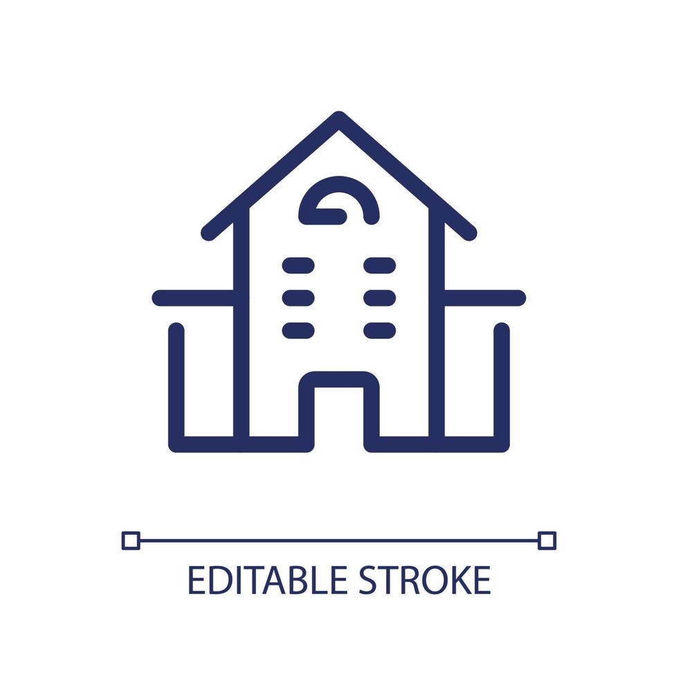 School building pixel perfect linear ui icon. Educational facility. Preschool and university. GUI, UX design. Outline isolated user interface element for app and web. Editable stroke. vector