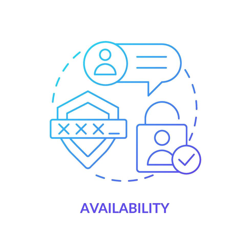 Availability blue gradient concept icon. Aspect of comment system abstract idea thin line illustration. Sign in to account. Password management. Isolated outline drawing. vector