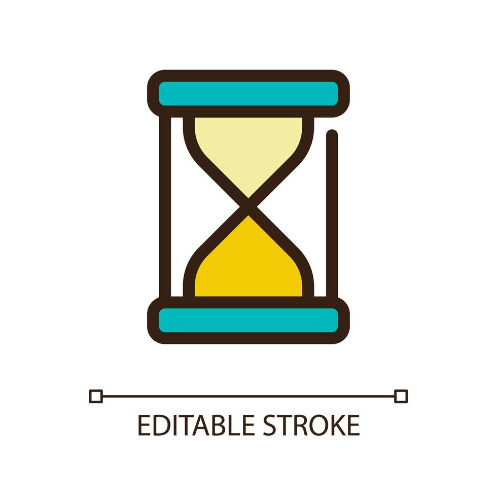 Hourglass pixel perfect RGB color ui icon. Time-measuring device. Sand glass. Simple filled line element. GUI, UX design for mobile app. Vector isolated pictogram. Editable stroke.