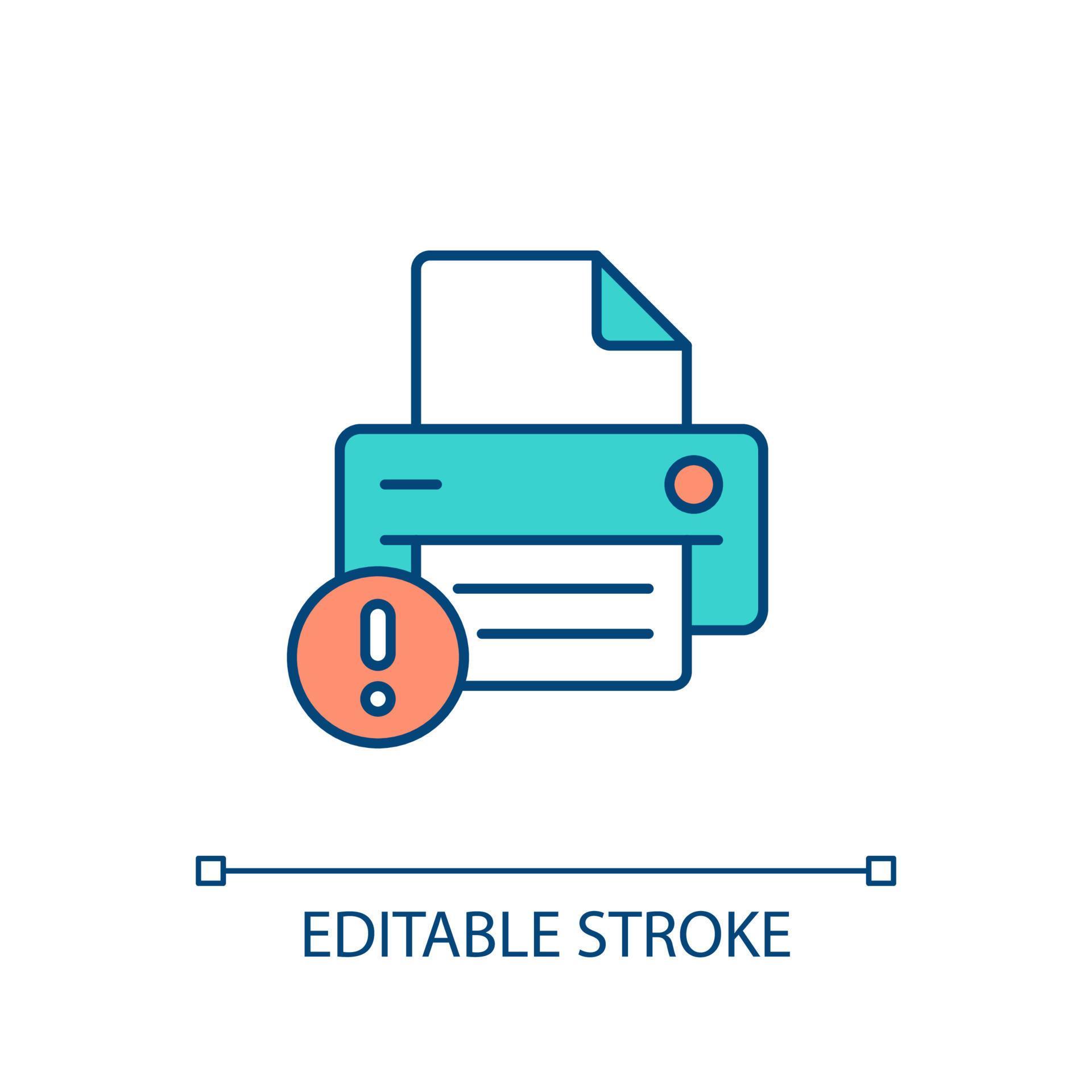 icono de color rgb de error de impresión. rotura de fax e impresora