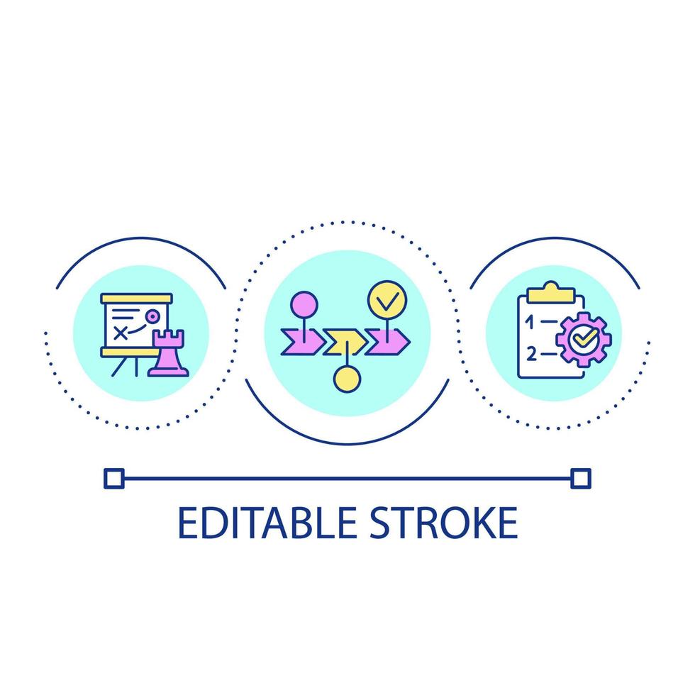 Choose way of development loop concept icon. Business success planning. Corporate strategy abstract idea thin line illustration. Isolated outline drawing. Editable stroke. vector