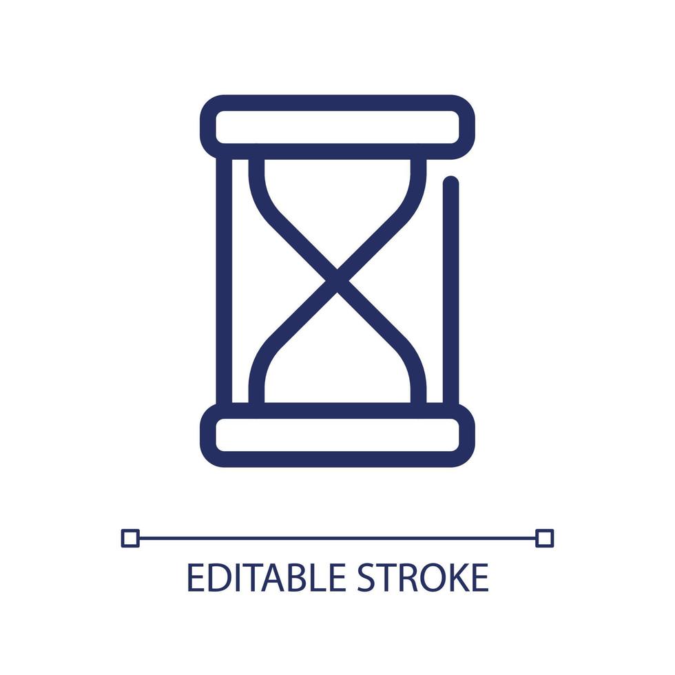 Hourglass pixel perfect linear ui icon. Time-measuring device. Sand glass clock. Timekeeping. GUI, UX design. Outline isolated user interface element for app and web. Editable stroke. vector
