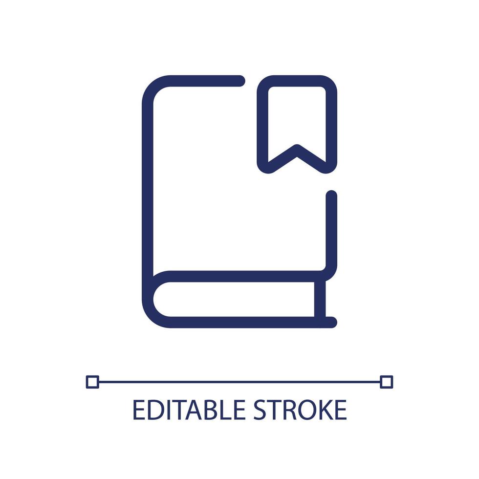 Saving book for future pixel perfect linear ui icon. Making bookmark. Reading experience. GUI, UX design. Outline isolated user interface element for app and web. Editable stroke. vector