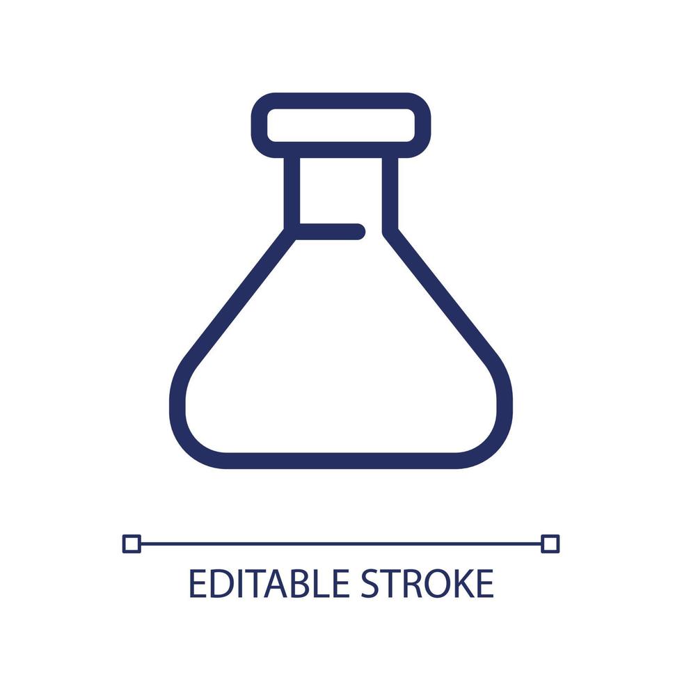 Erlenmeyer flask pixel perfect linear ui icon. Chemistry glassware. Lab equipment. GUI, UX design. Outline isolated user interface element for app and web. Editable stroke. vector