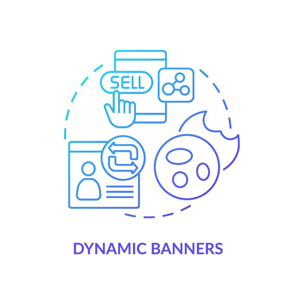 Dynamic banners blue gradient concept icon. Way to use dynamic content abstract idea thin line illustration. Creative advertisement. Isolated outline drawing. vector