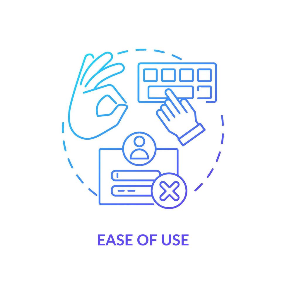 Ease of use blue gradient concept icon. Commenting platform feature abstract idea thin line illustration. Good user experience. Functionality. Isolated outline drawing. vector