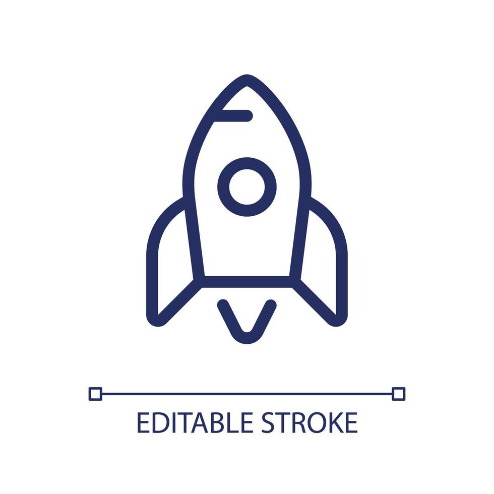 Rocket pixel perfect linear ui icon. Startup success. Launching spacecraft. Space shuttle. GUI, UX design. Outline isolated user interface element for app and web. Editable stroke. vector