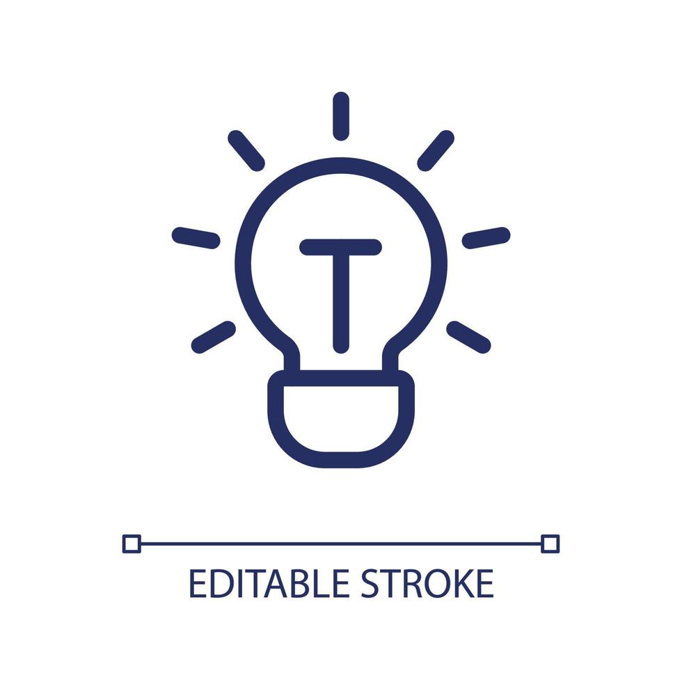 Brilliant idea pixel perfect linear ui icon. Creative thinking. Brainstorming. Sudden insight. GUI, UX design. Outline isolated user interface element for app and web. Editable stroke. vector