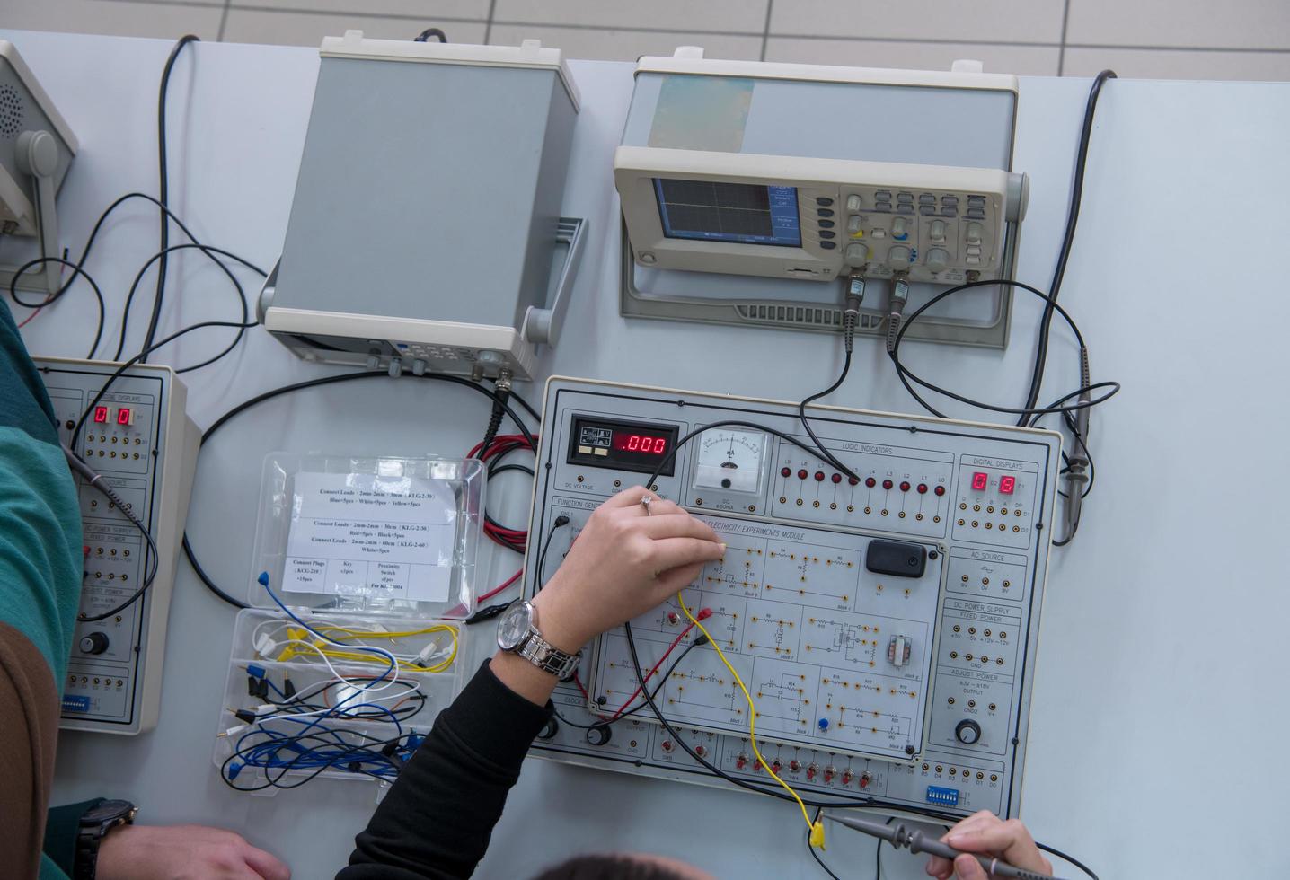 students doing practice in the electronic classroom top view photo