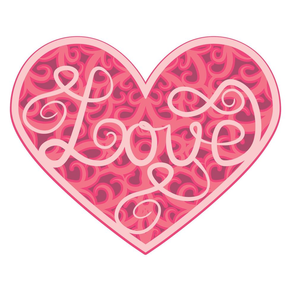 Abstract ornamental heart shaped 3d. Cutout lacy ornate heart. Valentine's day greeting card. Laser cutting design vector