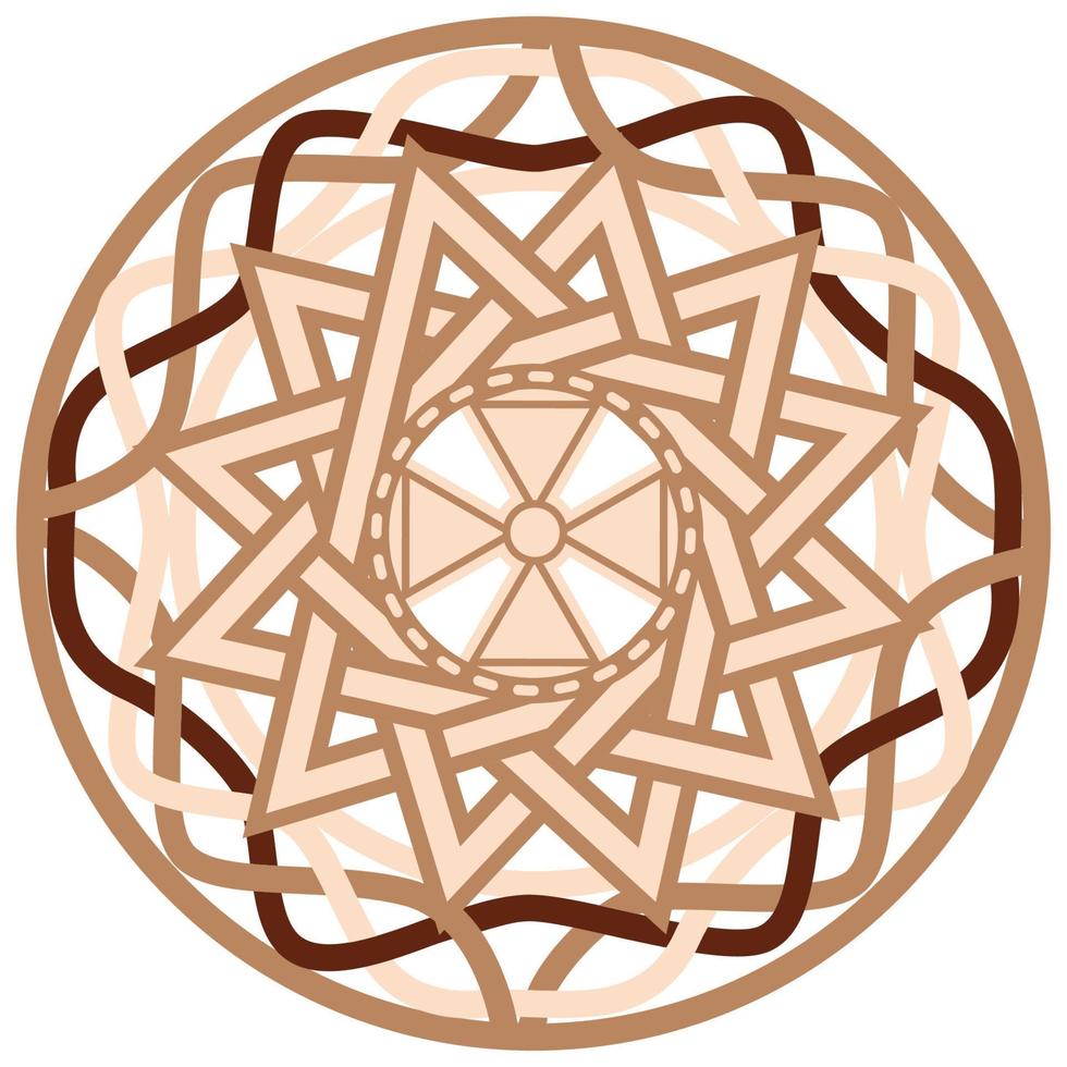 The star of ertsgamma, a Slavic symbol decorated with an ornament in a wreath of Scandinavian weaving. Beige trendy vector