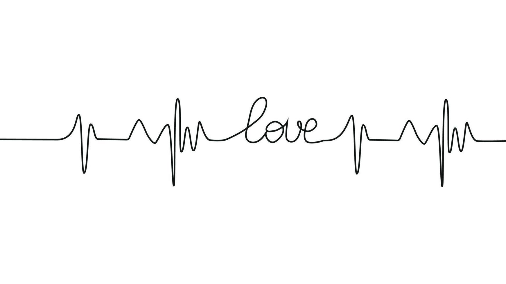 love lettering heartbeat design positive motivational optimist heart love. vector