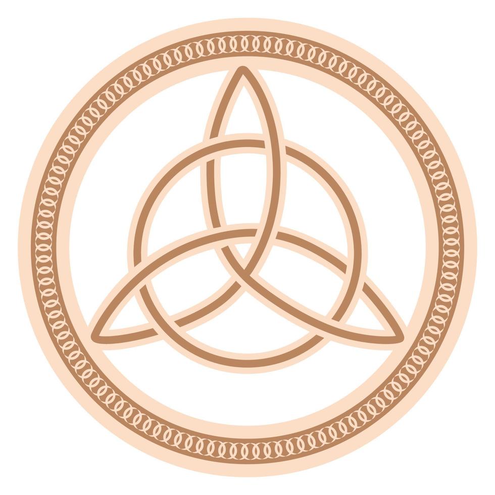 Celtic Trinity Knot. Pendant. Beige trendy, design with runes vector