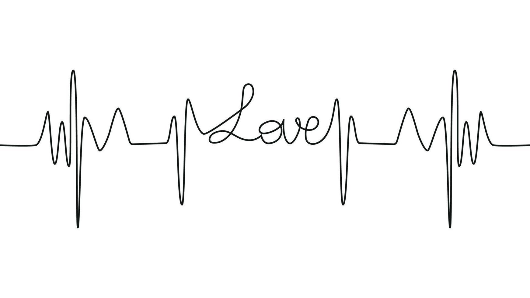 love lettering heartbeat design positive motivational optimist heart love. vector