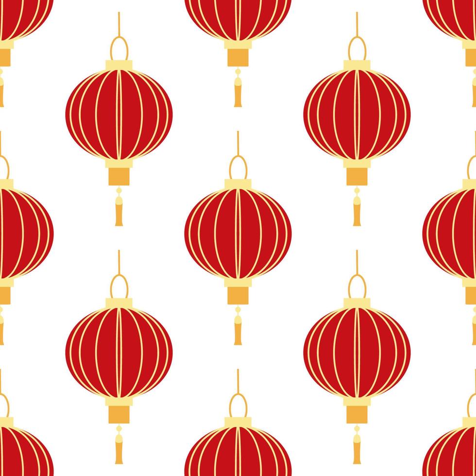 Chinese seamless pattern with feng shui paper lantern vector