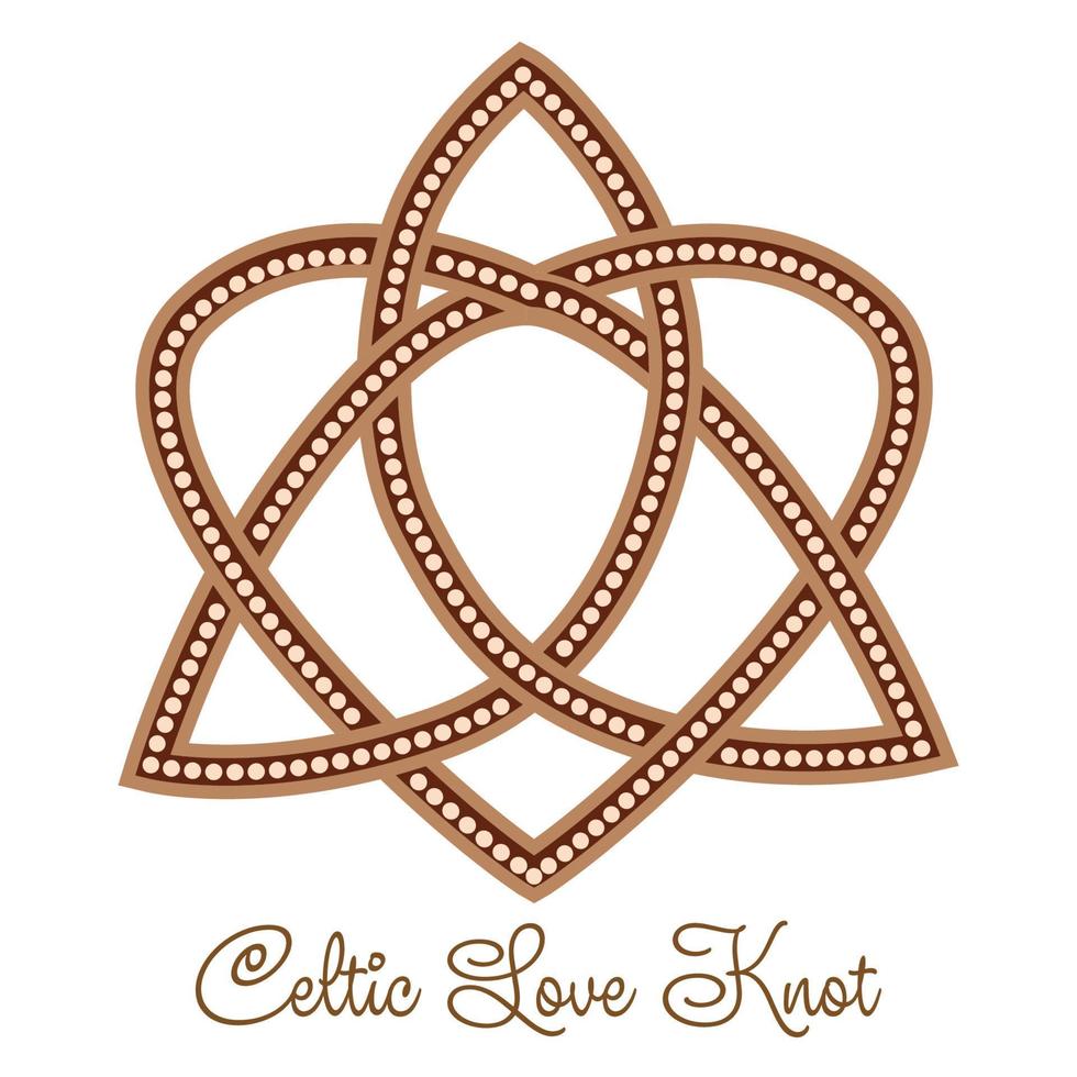 Triquetra Heart Celtic Endless Knot, a Slavic symbol embellished with Scandinavian patterns. Beige trendy vector