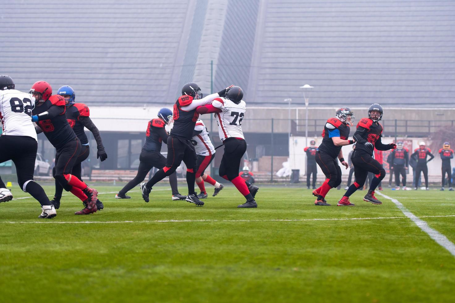 training match of professional american football players photo