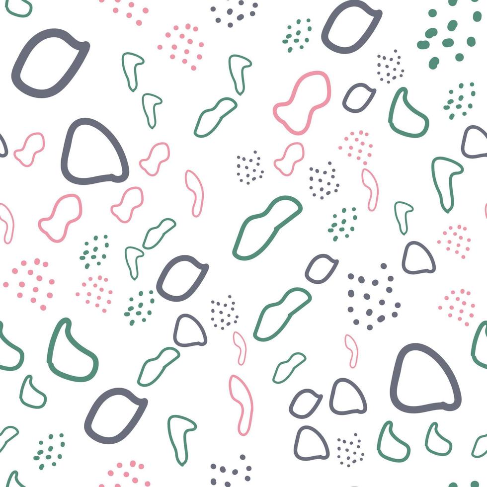 Hand drawn various round and elipse shapes and dots. Doodle objects. Abstract contemporary modern trendy seamless patterns. Pastel colors. Perfect for textile prints vector