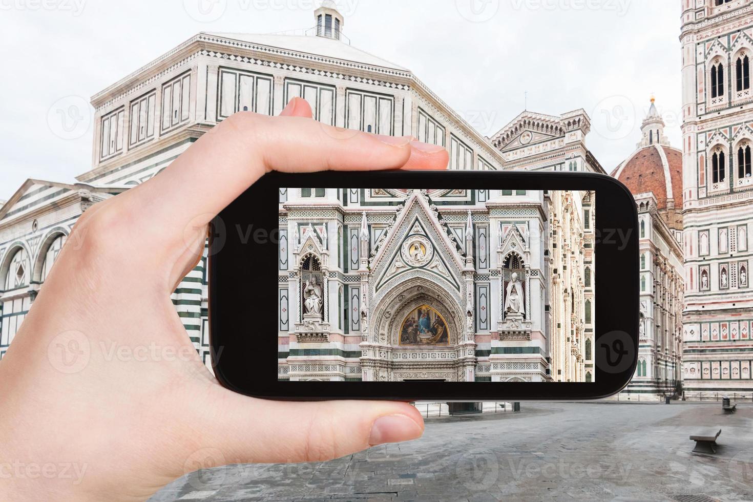 tourist photographs decor of Duomo in Florence photo