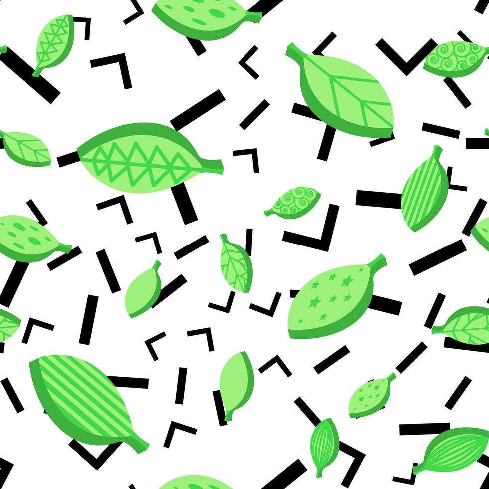 Green leaves seamless vector pattern