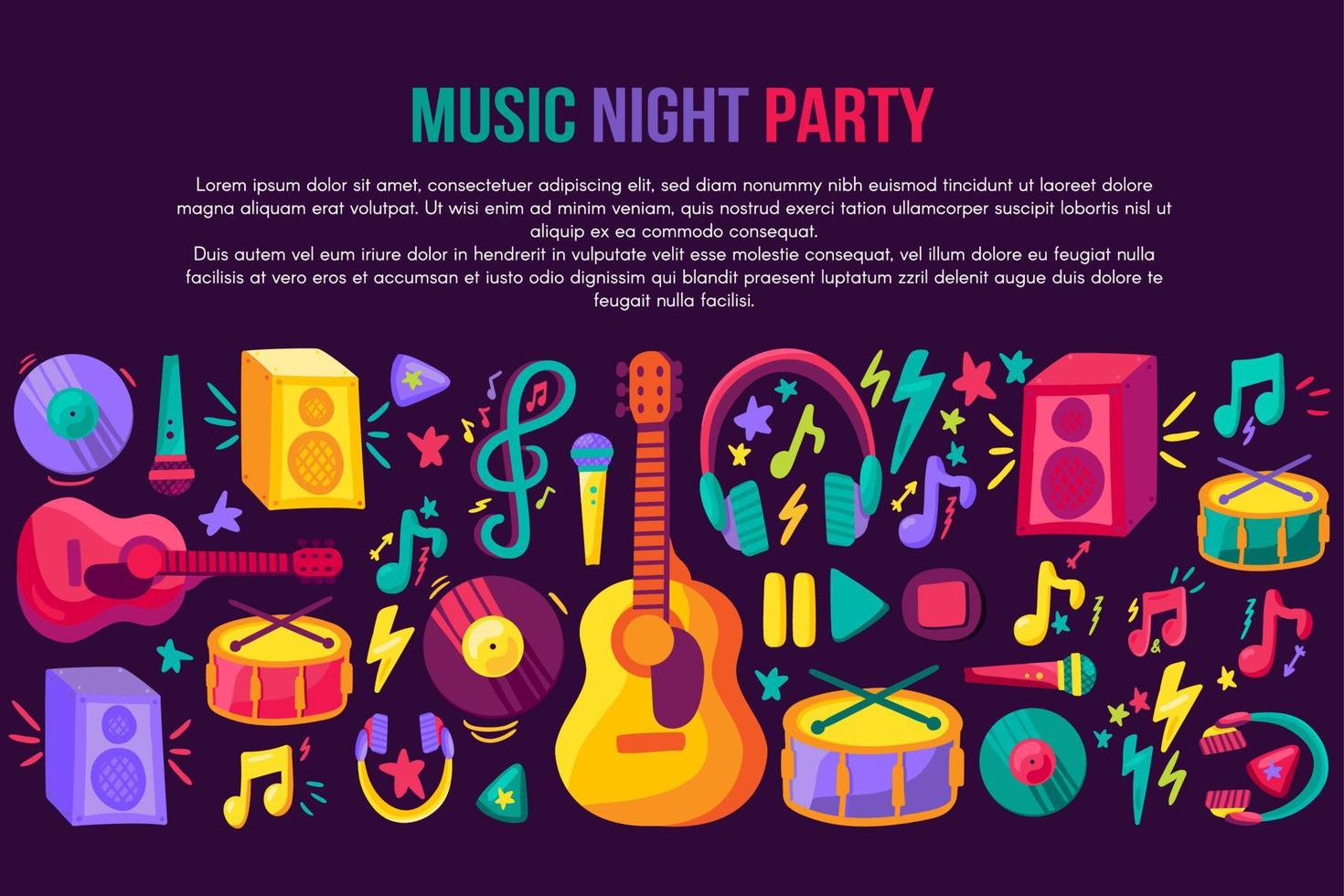 Musical festival invitation vector template