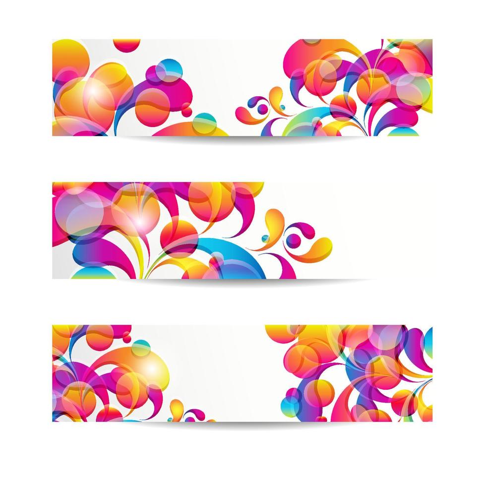 banners web abstractos con gota de arco de colores para su diseño www vector