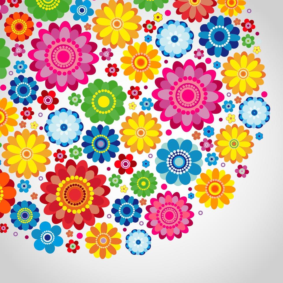 Flowers spring design on a white  background, floral vector illustration.
