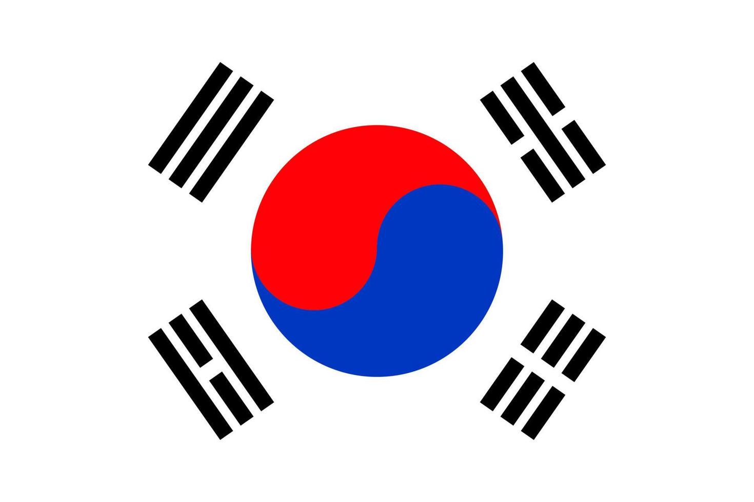 bandera de corea del sur. símbolo del día de la independencia, partido de fútbol de recuerdo, lenguaje de botones, icono. vector