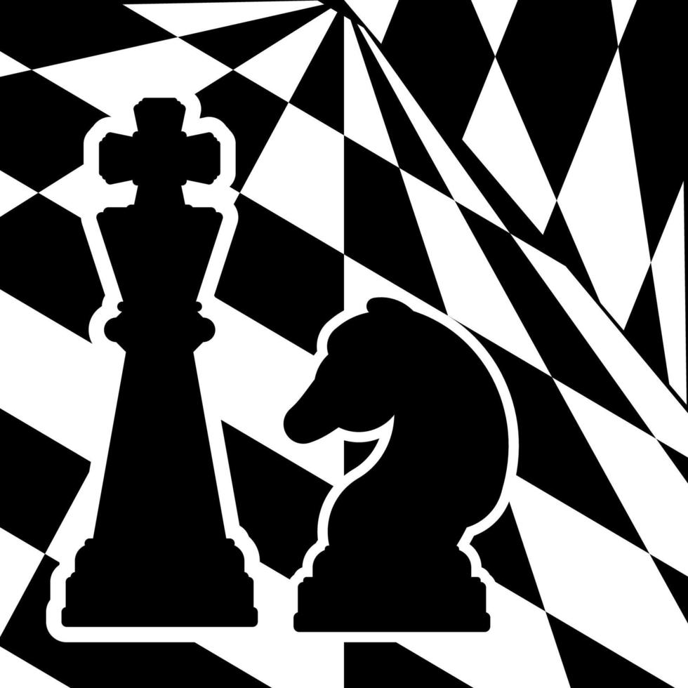 Chessboard with a chess pieces King and Knight. Traditional Christmas holiday game. vector