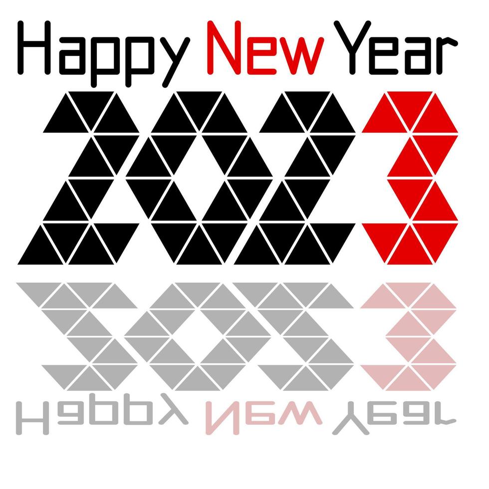 2023 Happy New Year Number, congratulations and rabbit ears. Chinese New Year. Origami. vector