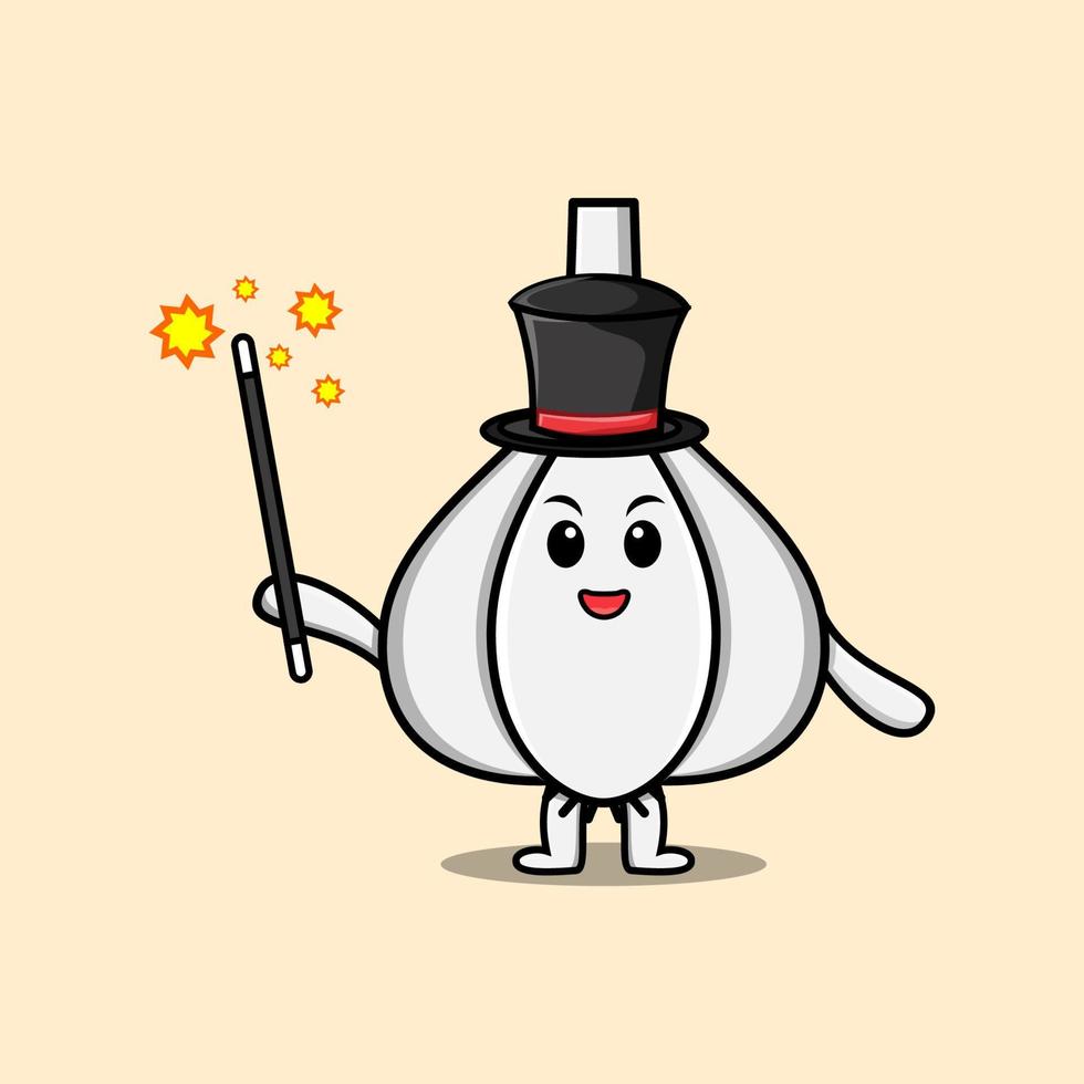 A gorgeous smart cute cartoon magician Garlic vector