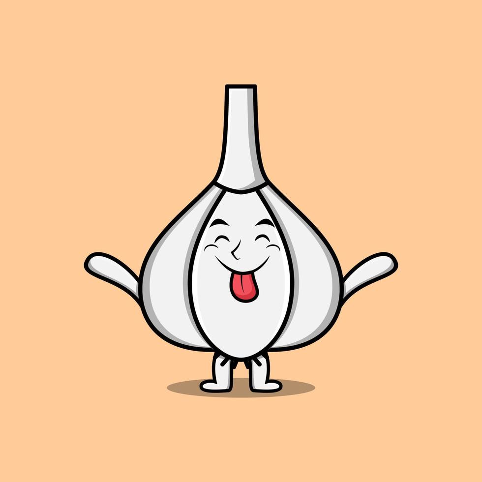 cartoon Garlic character with flashy expression vector