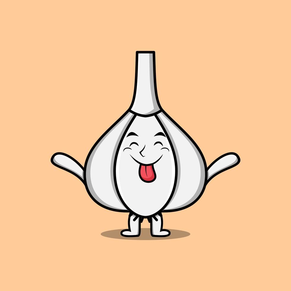 personaje de dibujos animados de ajo con expresión llamativa vector