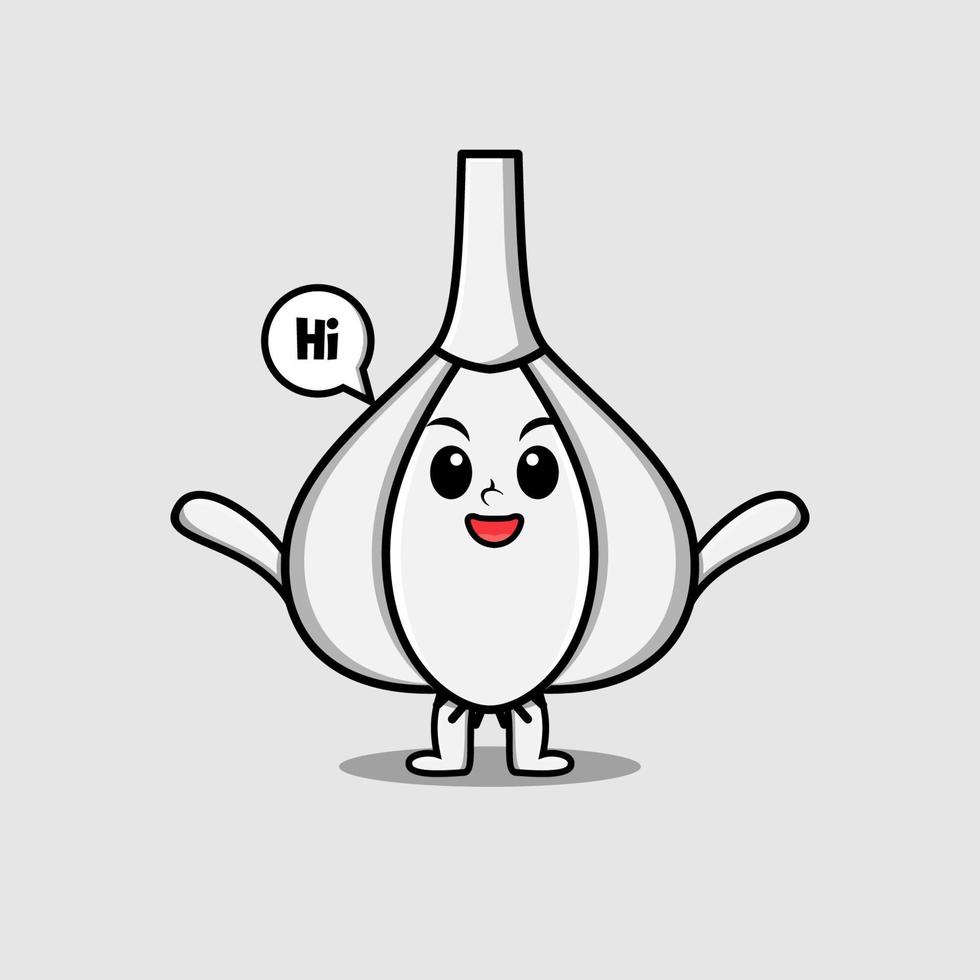 Cute cartoon Garlic with happy expression vector