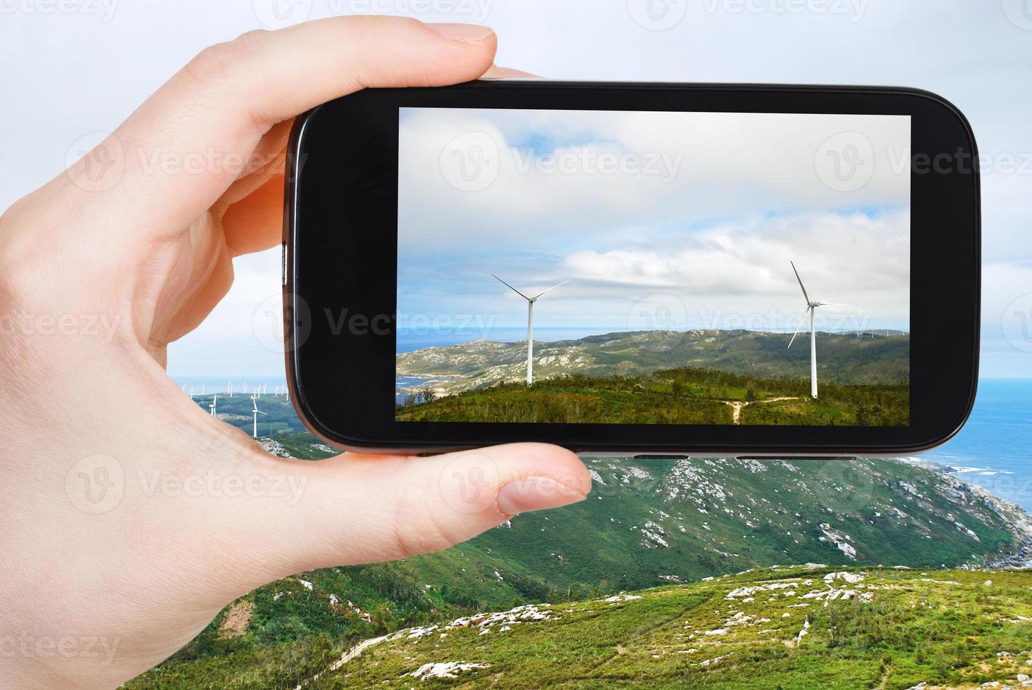 tourist photographs of wind turbines in Galicia photo