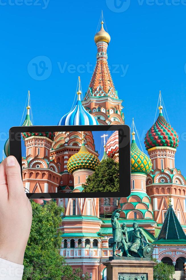 tourist taking photo of towers on Red Square