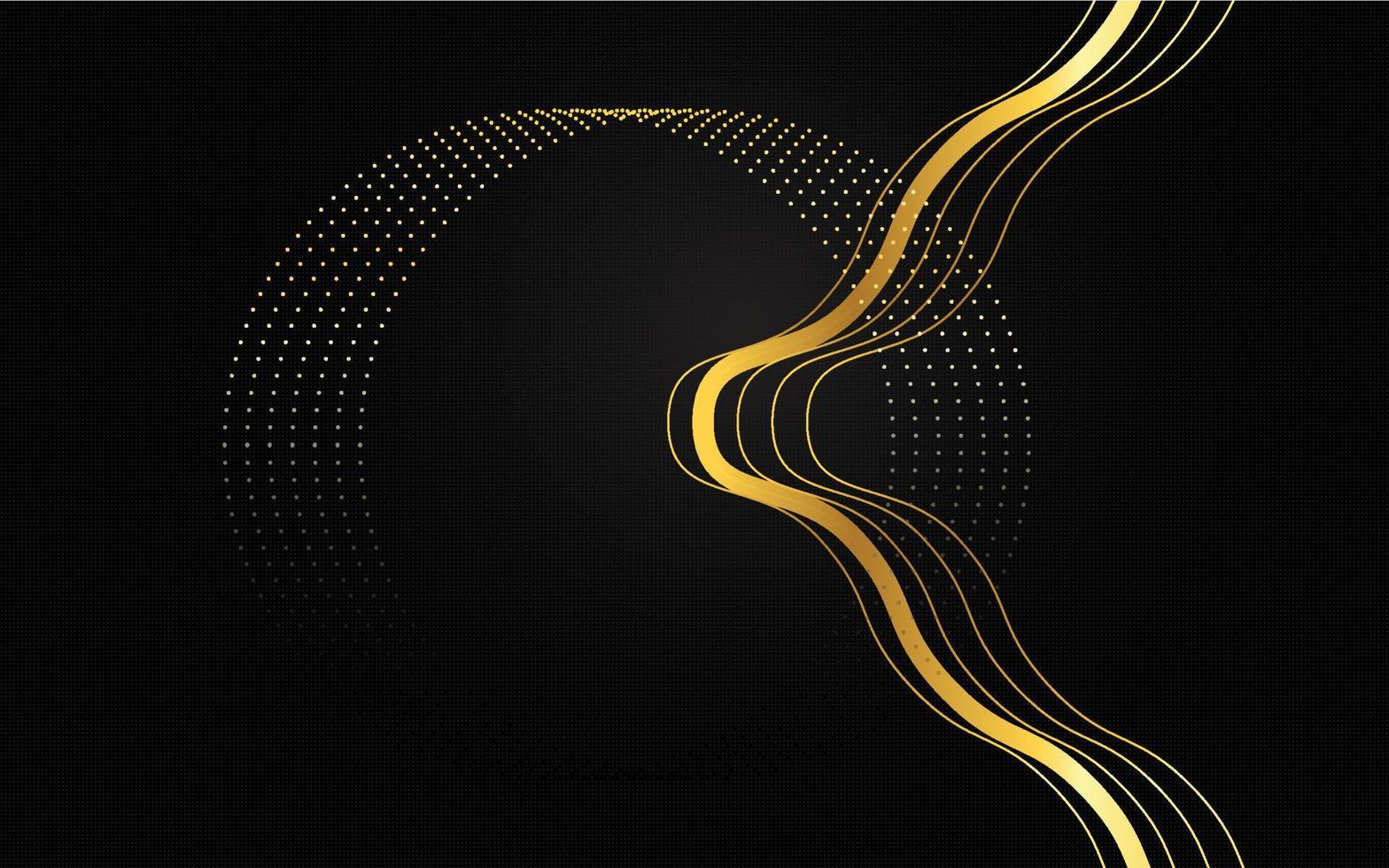 Abstract golden light lines on black background vector