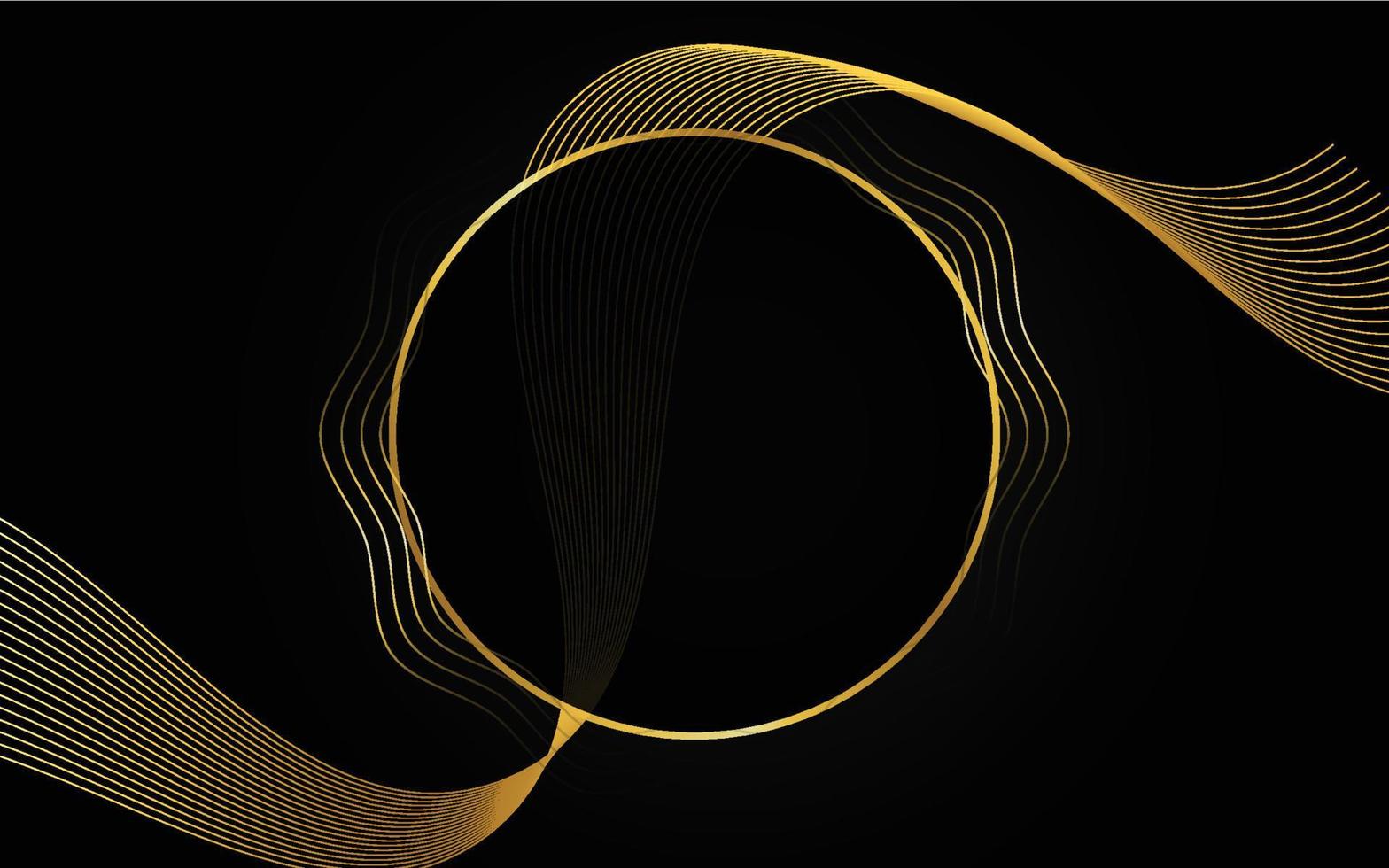 fondo negro abstracto con marco dorado vector