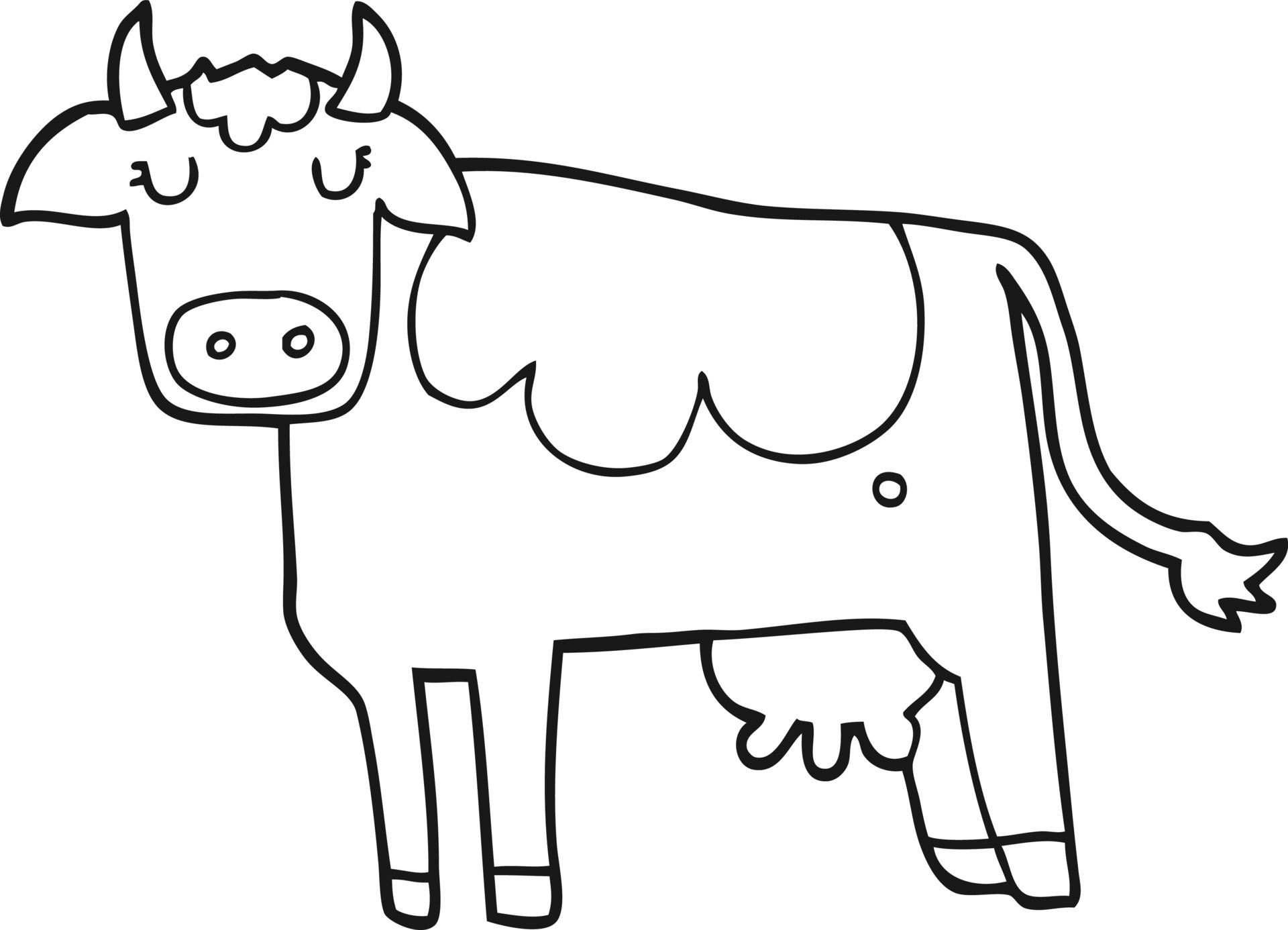 line drawing cartoon cow 12694500 Vector Art at Vecteezy