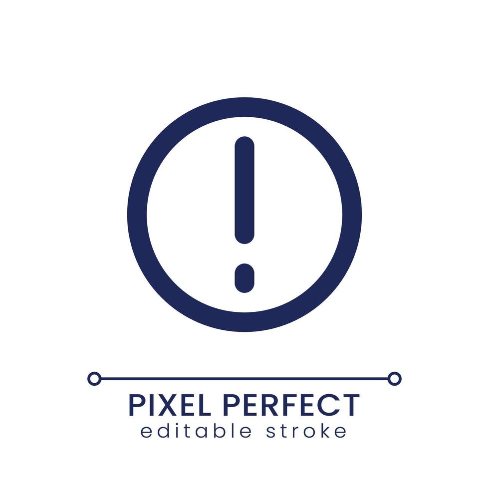 Warning pixel perfect linear ui icon. Exclamation mark in circle. Pay  attention. GUI, UX design. Outline isolated user interface element for app  and web. Editable stroke 12695071 Vector Art at Vecteezy