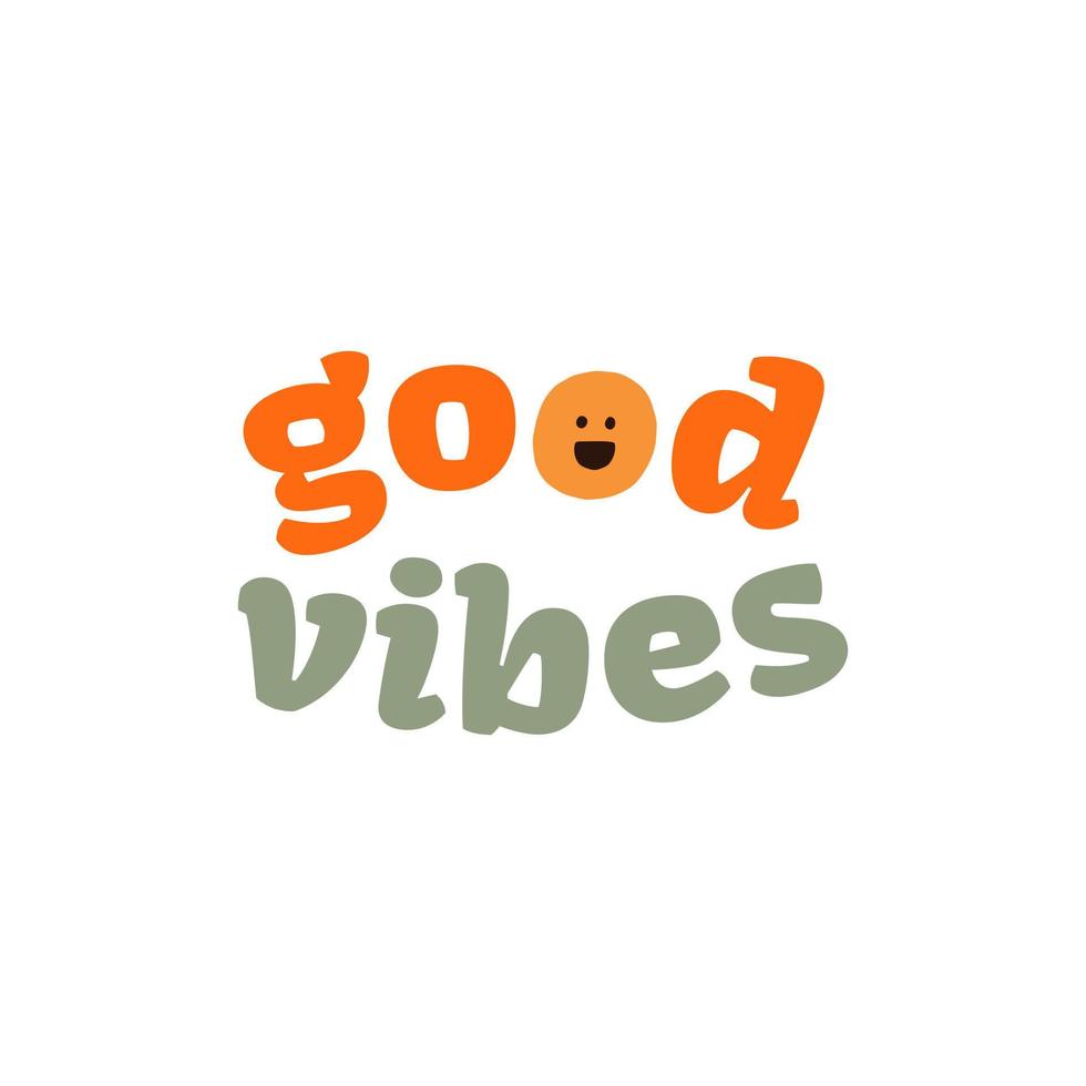 1970 good vibes colorful happiness vector clipart illustration. Fun hippie lettering with 1970 groovy retro element. Colorful 1970 vibe