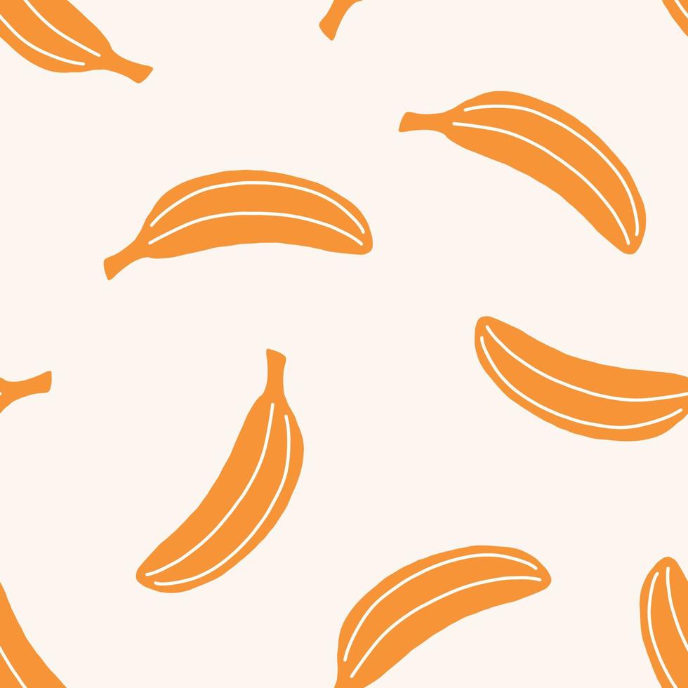 Colorful Small Scale Hand-Drawn banana Vector Seamless Pattern. Retro 70s Style Nostalgic Fashion Textile Bold Background. Seventies Style, Groovy Floral Background, Wallpaper