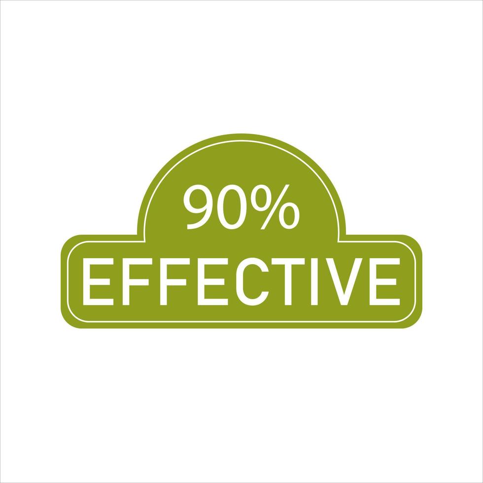90 percentage effective sign label vector art illustration with fantastic font and green color stamp. Isolated on white background