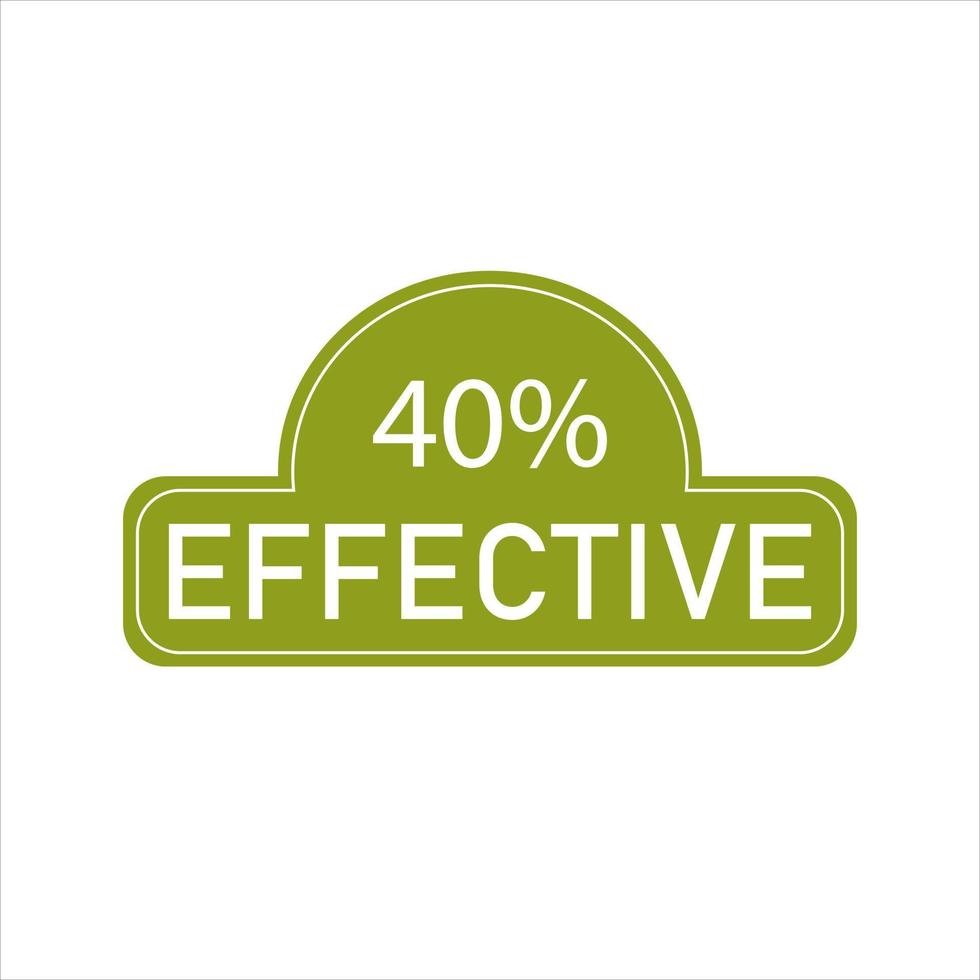 40 percentage effective sign label vector art illustration with fantastic font and green color stamp. Isolated on white background