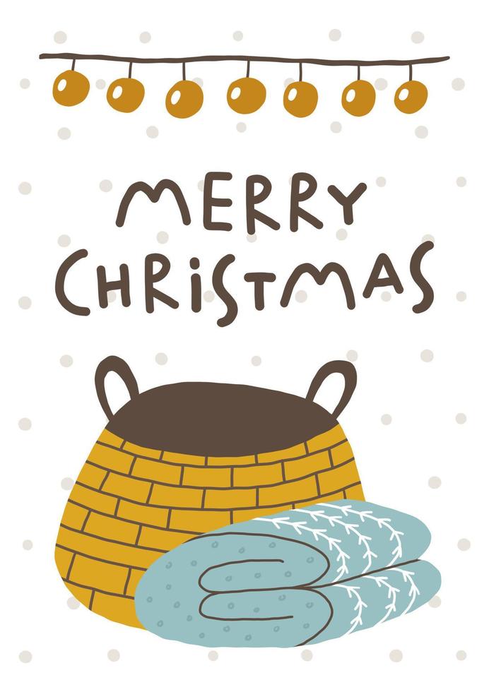 Merry christmas card. Hand drawn illustration in cartoon style. Cute concept for xmas. Illustration for the design postcard, textiles, apparel, decor vector
